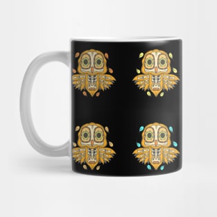 Colorful Yellow Orange Beige Yellow Blue Owl Day of the Dead Skeleton Mug